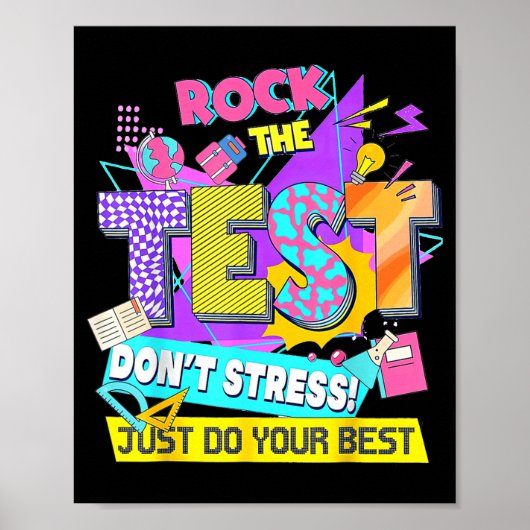 Testdag, Rock de test, geen stress, doe gewoon je Poster (Voorkant)