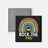 Testdag Rock De Test Rainbow Teacher Testdag Magneet (Voorkant / Achterkant)