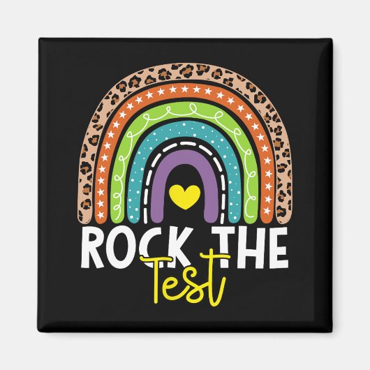 Testdag Rock De Test Rainbow Teacher Testdag Magneet (Voorkant)