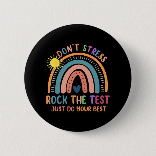Testdag Rock De Test Regenboog Gifts Docent Studie Ronde Button 5,7 Cm (Voorkant)