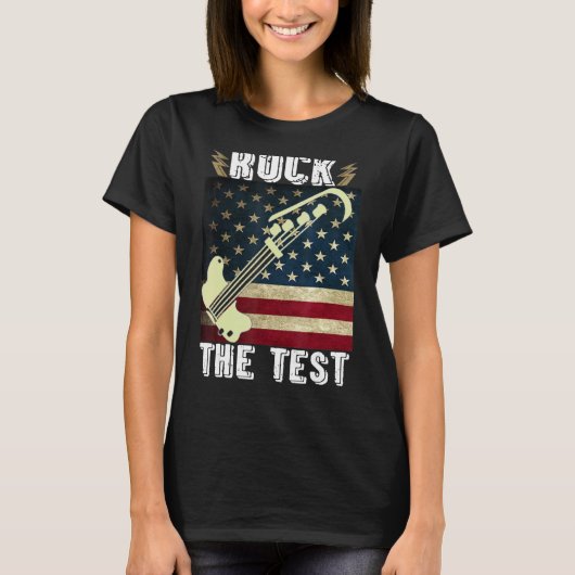 Testdag testdag testdag met gitaarleraar t-shirt (Voorkant)