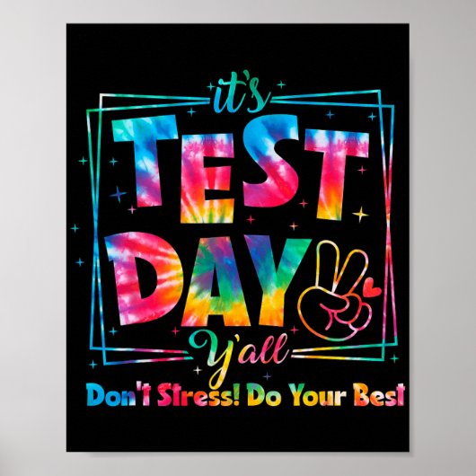 Testdag U'all Tie Dye Grappige Testdag Docenten Poster (Voorkant)