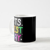 Testdag voor leraar Het is testdag Grappig Koffiemok (Voorkant links)