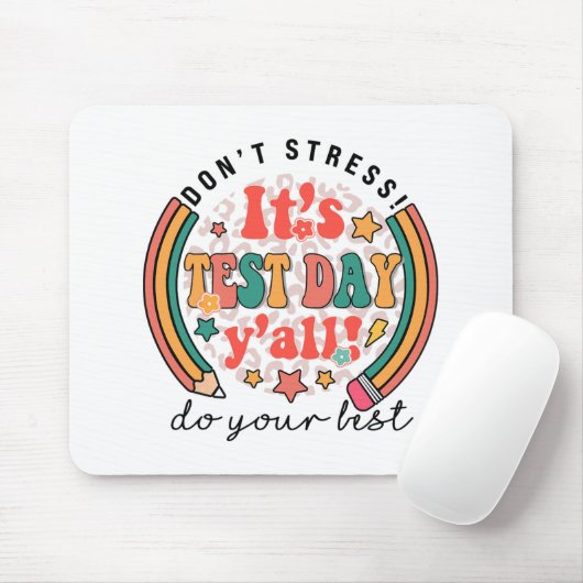 Testdag Yall Grappige testdag voor leraar studente Muismat (Met muis)