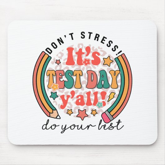 Testdag Yall Grappige testdag voor leraar studente Muismat (Voorkant)