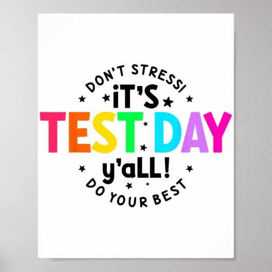 Testdag Yall Grappige testdag voor leraar studente Poster (Voorkant)