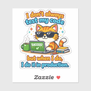 Testen in productieomgeving sticker