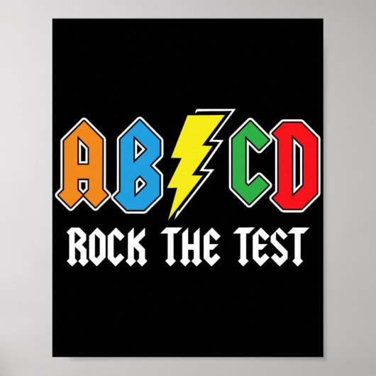 Testen Retro ABCD Rock De Test Dag Grappige School Poster (Voorkant)