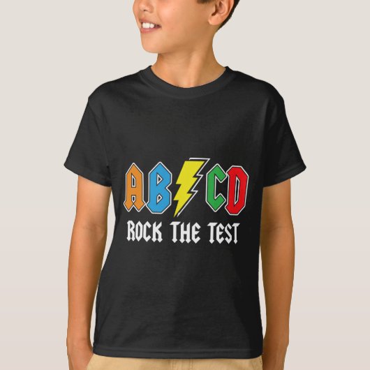 Testen Retro ABCD Rock De Test Dag Grappige School T-shirt (Voorkant)