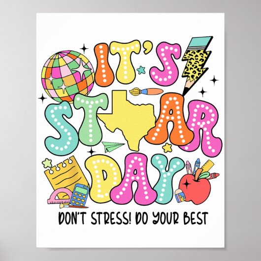 Testen Retro Het is Staar Dag Dont Stress Do Your Poster (Voorkant)