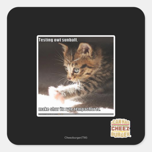 Testen van zonnebank vierkante sticker (Voorkant)