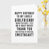 Testen vriendinnen geduld, vrolijke verjaardag kaart (Gele Bloem)