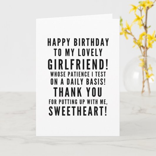 Testen vriendinnen geduld, vrolijke verjaardag kaart (Gele Bloem)