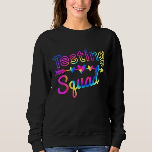 Testend viadad Tie Dye Test Day Teacher Testing Da Trui (Voorkant)