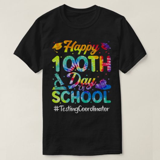 Testende Coördinator Gelukkige 100ste Dag van Scho T-shirt (Design voorkant)
