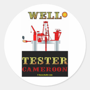 Tester, olieveldval ronde sticker