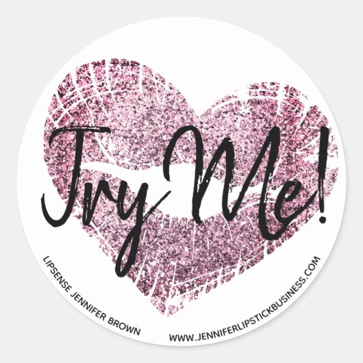 Tester probeer me Lipstick roze hart Sticker (Voorkant)