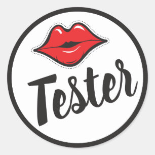 TESTER Red Kiss Lipstick & Beauty Distributeur Ronde Sticker