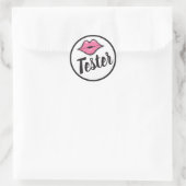 TESTER Roze Kus Lipstick & Beauty Distributeur Ronde Sticker (Tas)