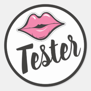 TESTER Roze Kus Lipstick & Beauty Distributeur Ronde Sticker