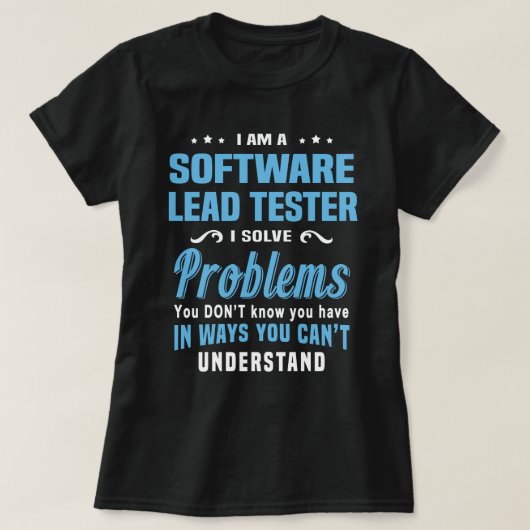 Tester voor leidende software t-shirt (Design voorkant)