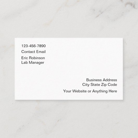 testfaciliteit voor medische laboratoria visitekaartje (Achterkant)