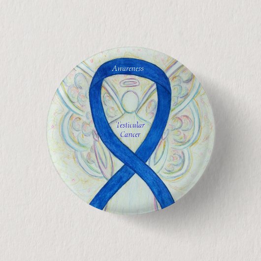 Testiculaire kanker Angel Awareness Ribbon Pins Ronde Button 3,2 Cm (Voorkant)