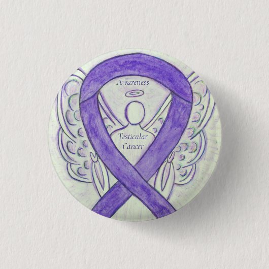 Testiculaire kanker Angel Awareness Ribbon Pins Ronde Button 3,2 Cm (Voorkant)
