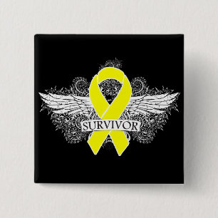 Testiculaire kanker Wingende OVERVIVOR-lint Vierkante Button 5,1 Cm