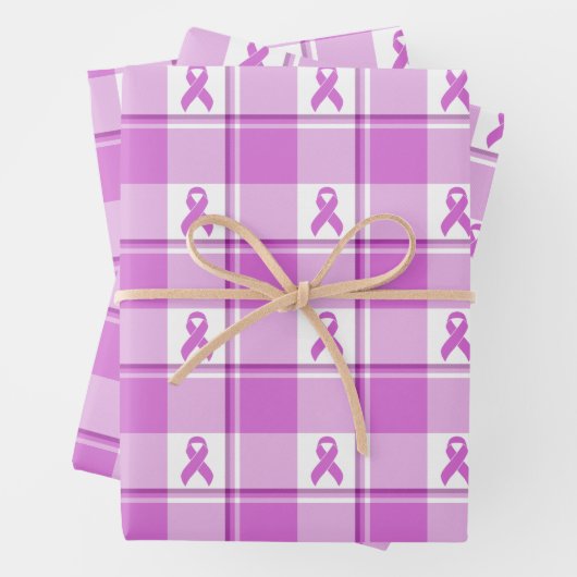 Testicular Cancer Awareness Plaid Purple Ribbon Inpakpapier Vel (In situ)