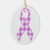 Testicular Cancer Awareness Plaid Purple Ribbon Keramisch Ornament (Rechts)