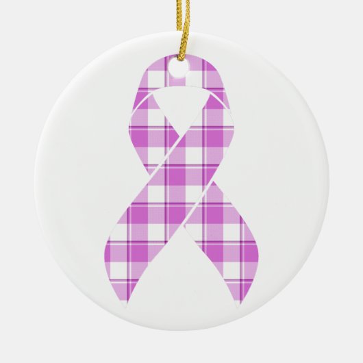 Testicular Cancer Awareness Plaid Purple Ribbon Keramisch Ornament (Voorkant)