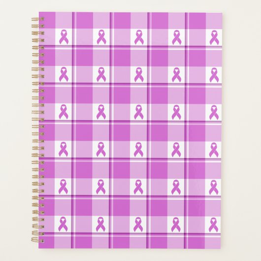 Testicular Cancer Awareness Plaid Purple Ribbon Planner (Voorkant)