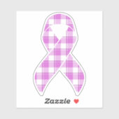 Testicular Cancer Awareness Plaid Purple Ribbon Sticker (Vel)