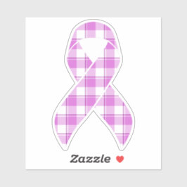Testicular Cancer Awareness Plaid Purple Ribbon Sticker