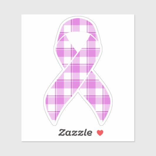 Testicular Cancer Awareness Plaid Purple Ribbon Sticker (Vel)