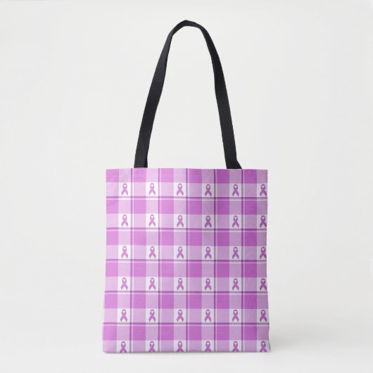Testicular Cancer Awareness Plaid Purple Ribbon Tote Bag (Voorkant)