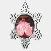 testikels jassen grappig tieren koeienbiefstuk tin sneeuwvlok ornament (Rechts)