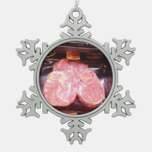 testikels jassen grappig tieren koeienbiefstuk tin sneeuwvlok ornament