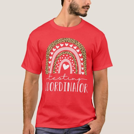 Testing Coordinator Rainbow Leopard Test Day Teach T-shirt (Voorkant)