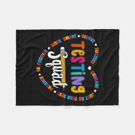 Testing Squad Motivational Test Day Words Heart Te Fleece Deken (Voorkant (Horizontaal))