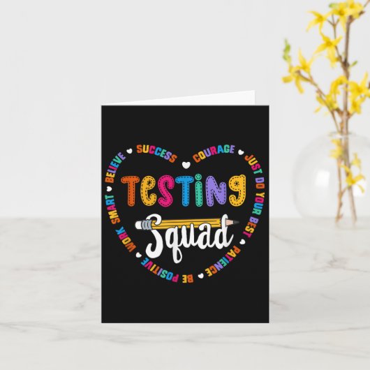 Testing Squad Motivational Test Day Words Heart Te Kaart (Gele Bloem)
