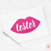 Testmonster Probeer mijn roze lips make-upproduct Ovale Sticker (Envelop)