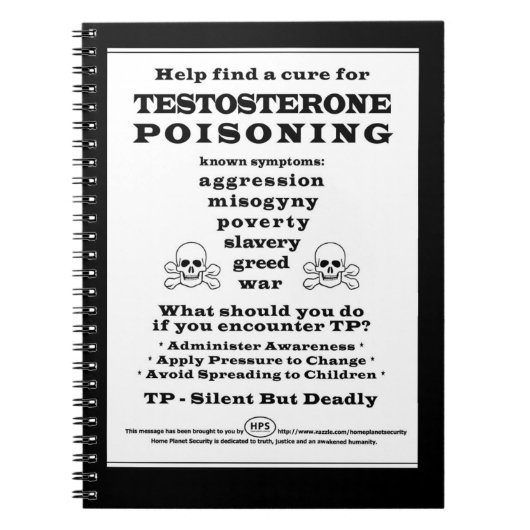 Testosteron Waarschuwing Poster voor vergiftiging Notitieboek (Voorkant)