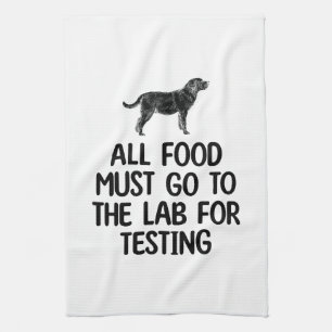 testteam van het labrador-voedsellaboratorium theedoek