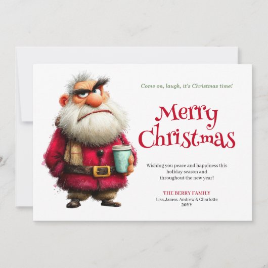 Testy Claus funny custom Christmas greeting card  Feestdagenkaart (Voorkant)