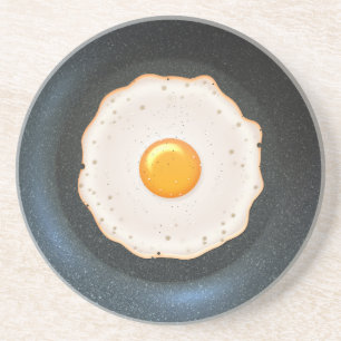 Testy Fried Egg in Skillet Pan Zandsteen Onderzetter