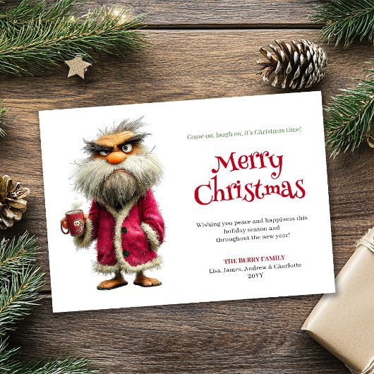 Testy Kerstman aangepaste cartoon Kerstkaart
