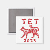 Tet 2023 Vietnamees nieuwjaar kat Magneet (Voorkant / Achterkant)