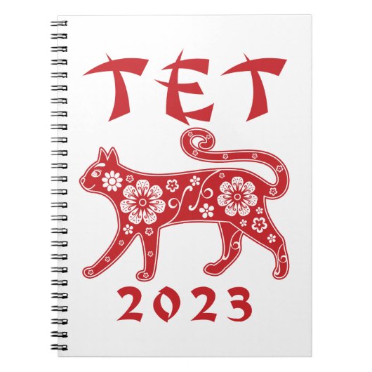 Tet 2023 Vietnamees nieuwjaar kat Notitieboek (Voorkant)